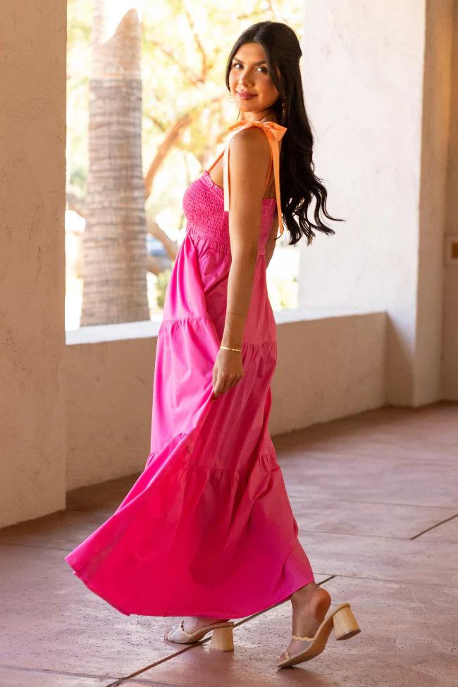 Season Of Bliss Pink Smocked Bust Maxi Dress FINAL SALE - Image 7