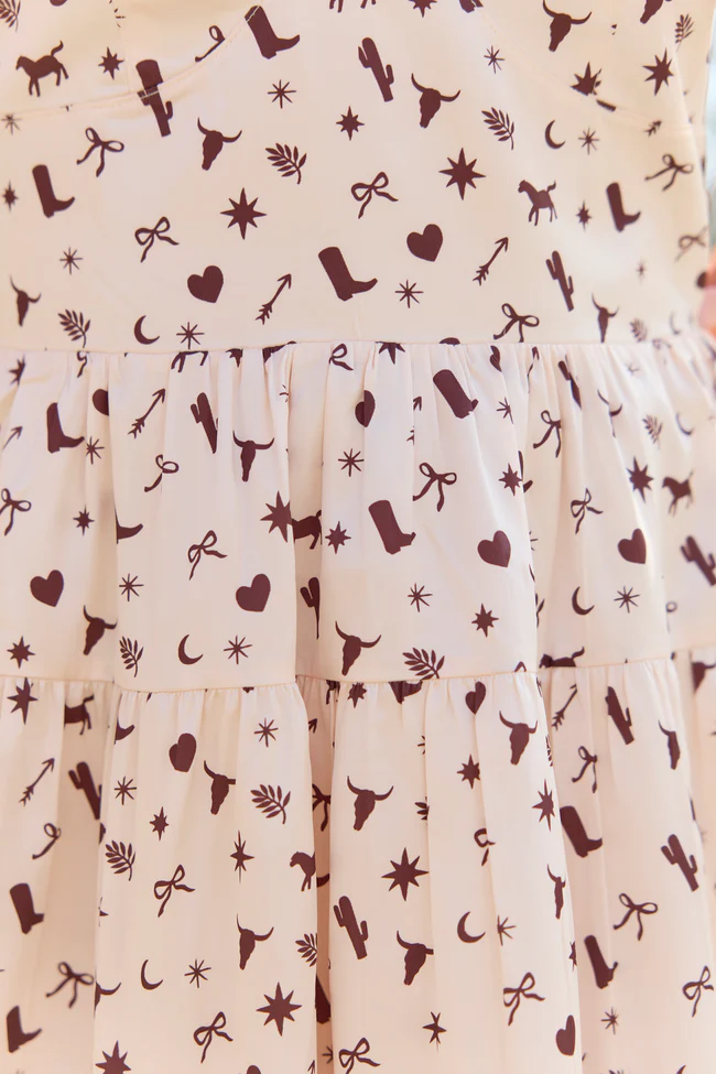 Shari Western Print Satin Dress SALE - Image 6