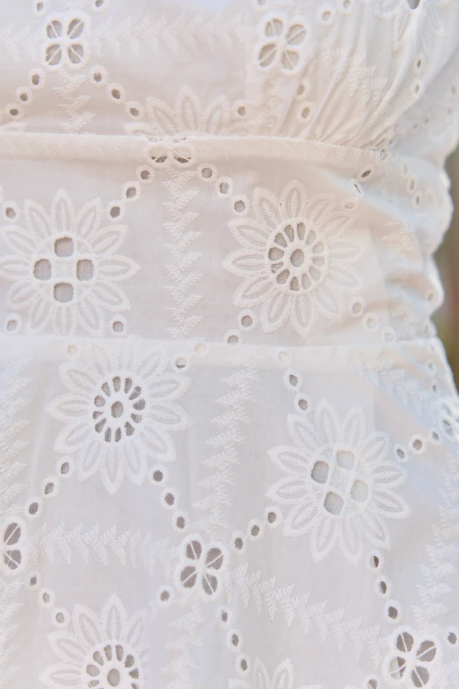 Short and Sweet White Eyelet Mini Dress - Image 5