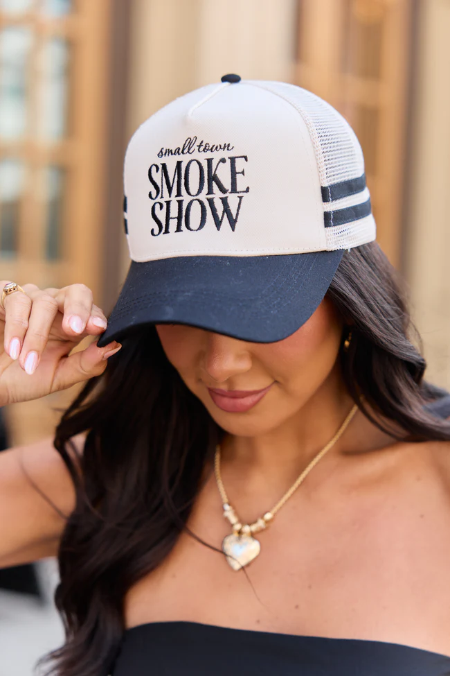 Small Town Smoke Show Black Trucker Hat