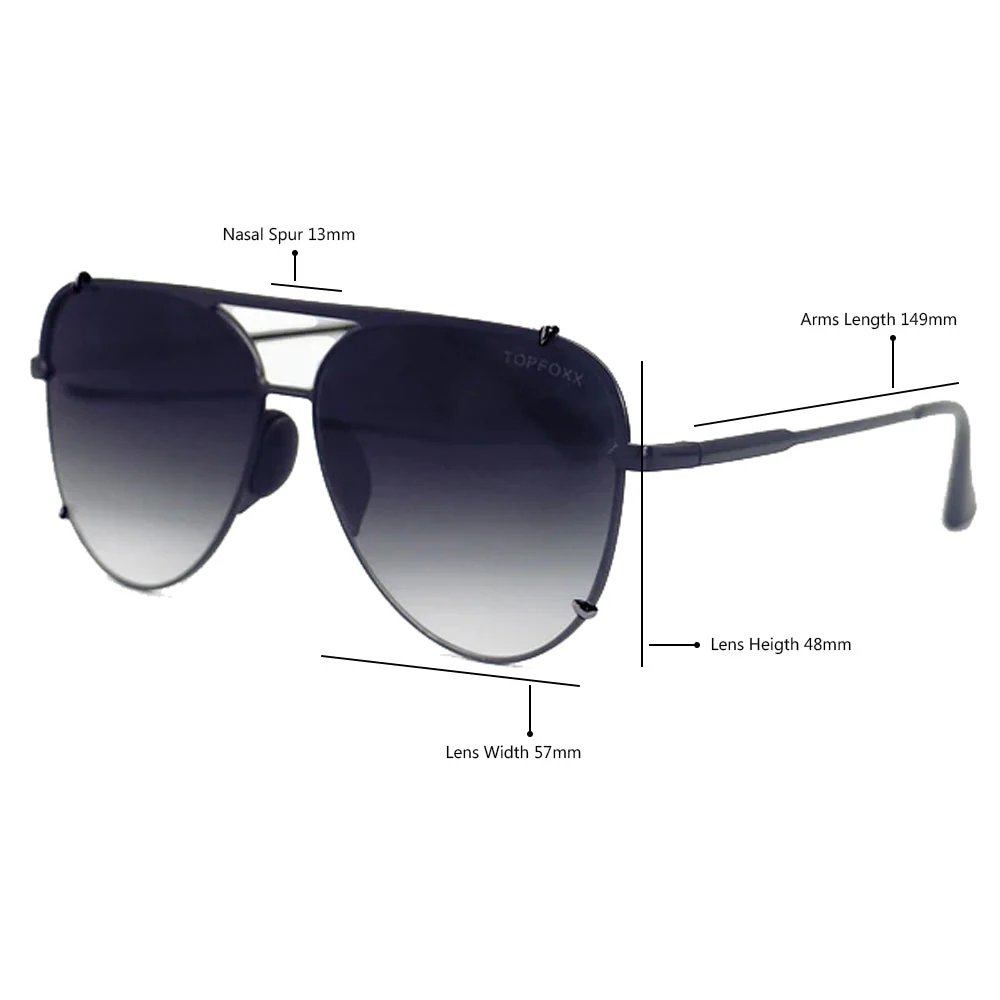 TopFoxx Smaller Cristina - Tangle Free - Faded Black Aviator Sunglasses Black - Image 2