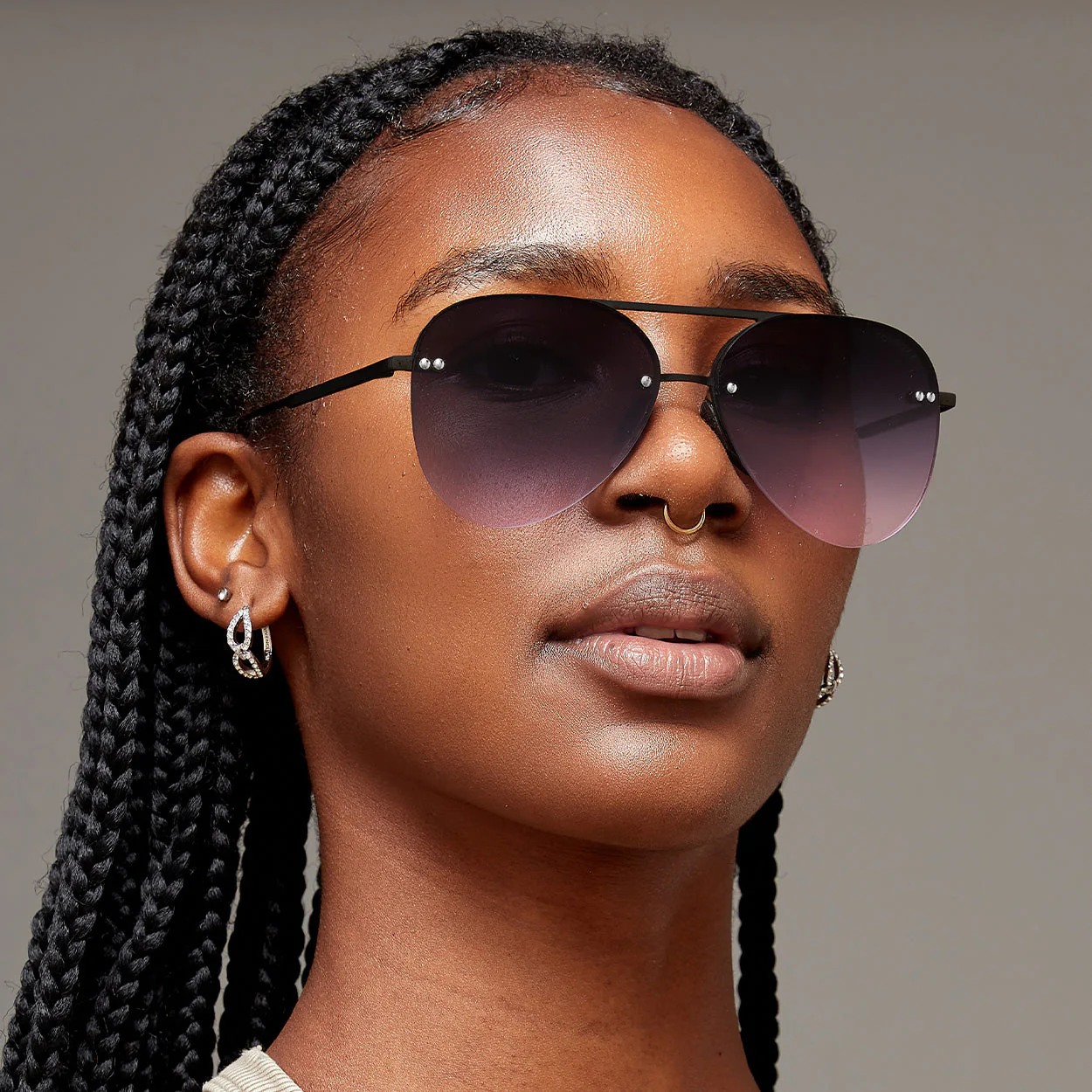 TopFoxx Smaller Megan 2 Faded Purple Pink - Tangle Free Aviator Sunglasses - Image 2