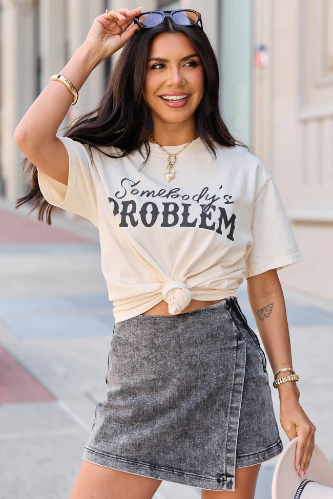 Somebody's Problem Ivory Comfort Colors Graphic Tee - Image 2