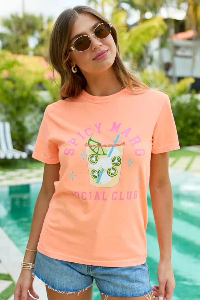 Spicy Marg Social Club Neon Orange Comfort Colors Graphic Tee - Image 3