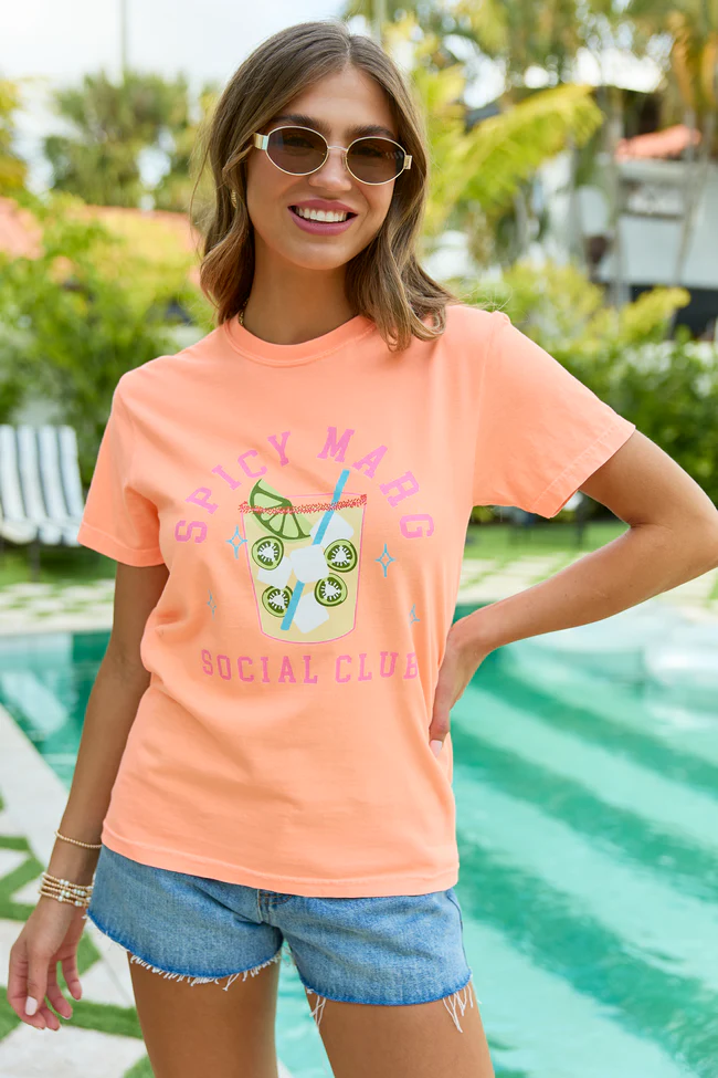 Spicy Marg Social Club Neon Orange Comfort Colors Graphic Tee - Image 5