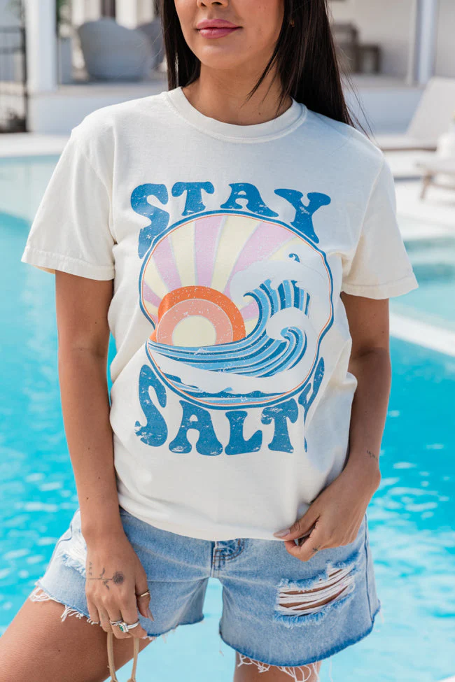 Stay Salty Soft Ivory Comfort Colors Graphic Tee - Image 2