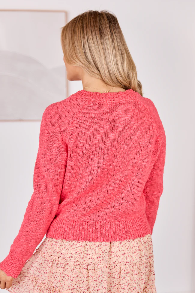 Sterling Fuchsia Slub Crewneck Sweater SALE - Image 4