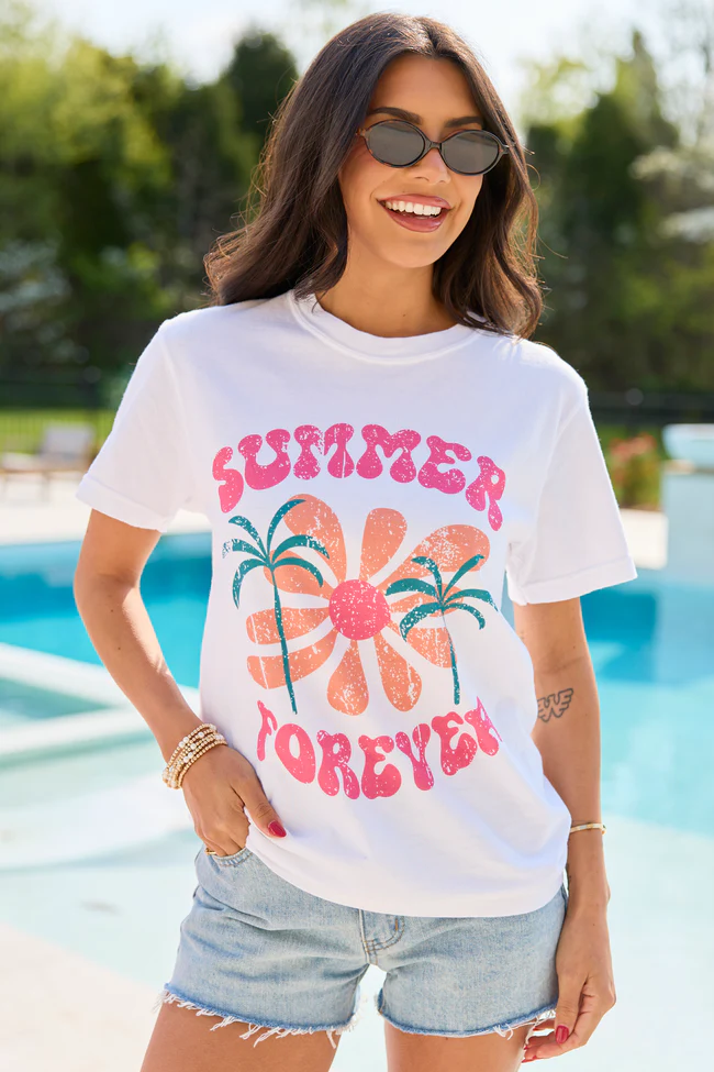 Summer Forever White Comfort Colors Graphic Tee - Image 3