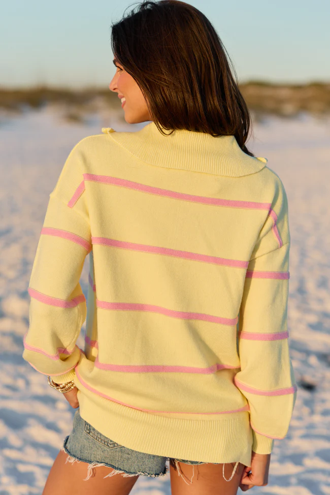 Sunday Stripe Club Yellow And Pink Quarter Zip - Image 6