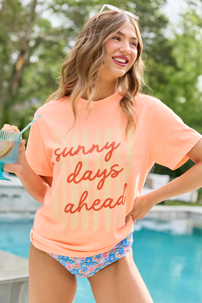 Sunny Days Ahead Neon Orange Comfort Colors Graphic Tee - Image 2