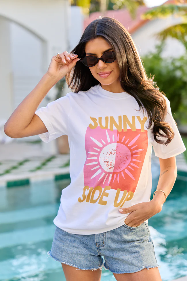 Sunny Side Up White Comfort Colors Graphic Tee - Image 3