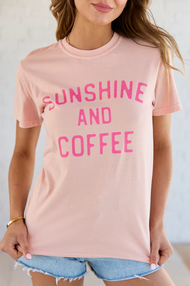 Sunshine And Coffee Orange Comfort Colors Graphic Tee - Image 2