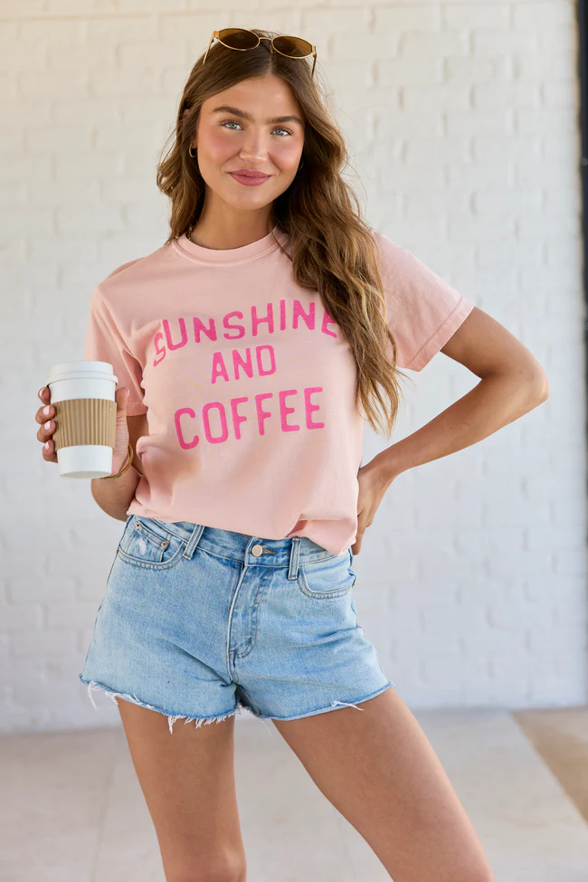 Sunshine And Coffee Orange Comfort Colors Graphic Tee - Image 3