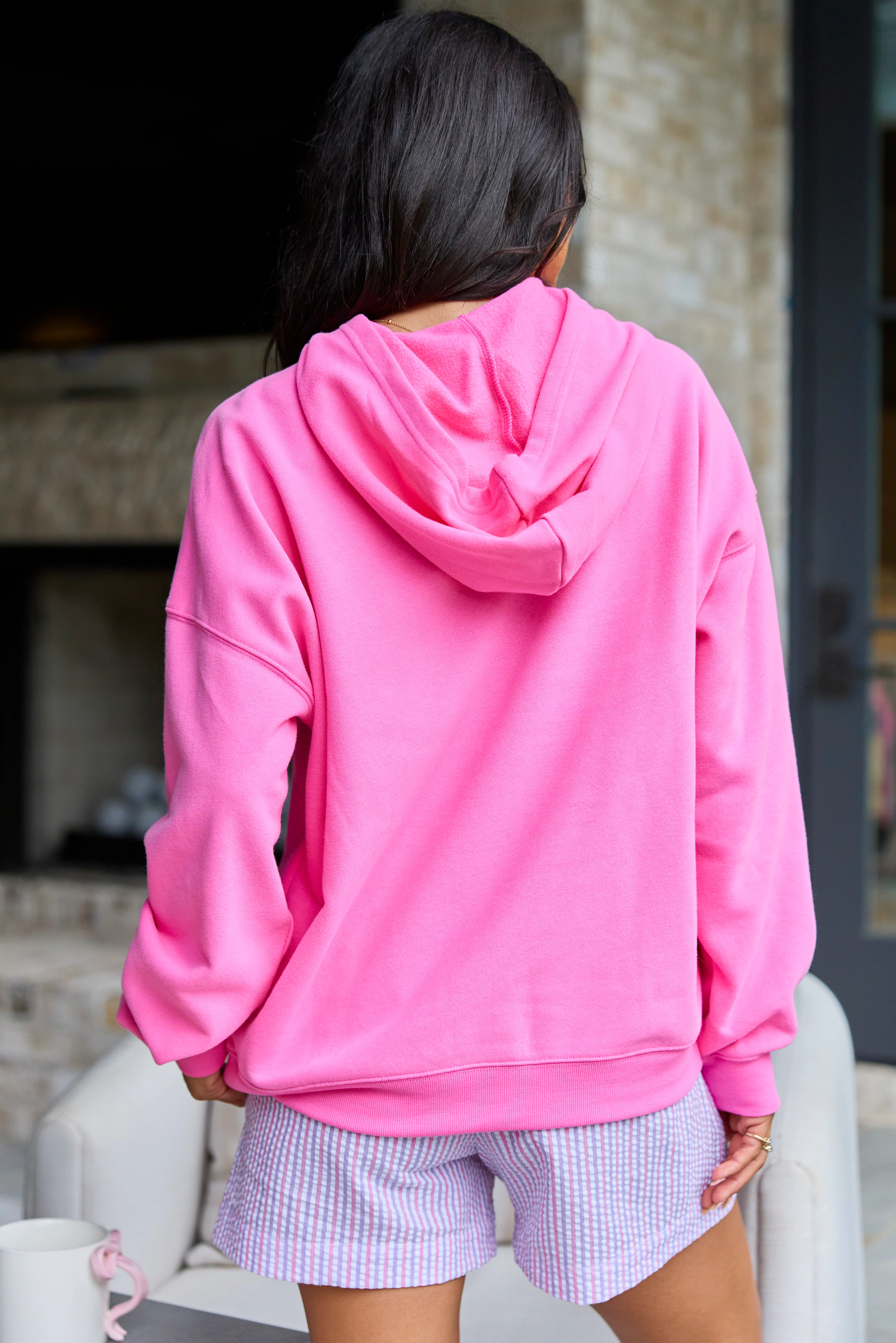 Sunshine And Coffee Pink Graphic Hoodie - Image 4