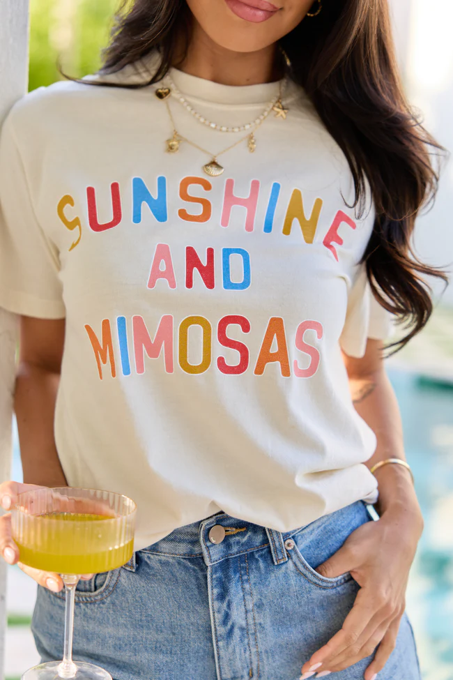Sunshine And Mimosas Ivory Comfort Colors Graphic Tee - Image 2