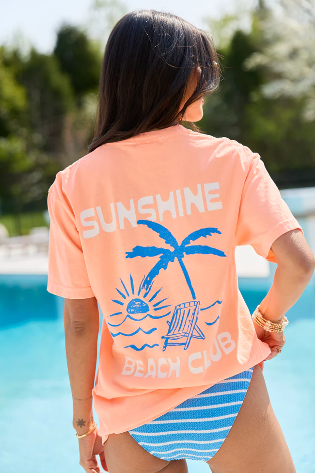 Sunshine Beach Club Neon Orange Comfort Colors Graphic Tee