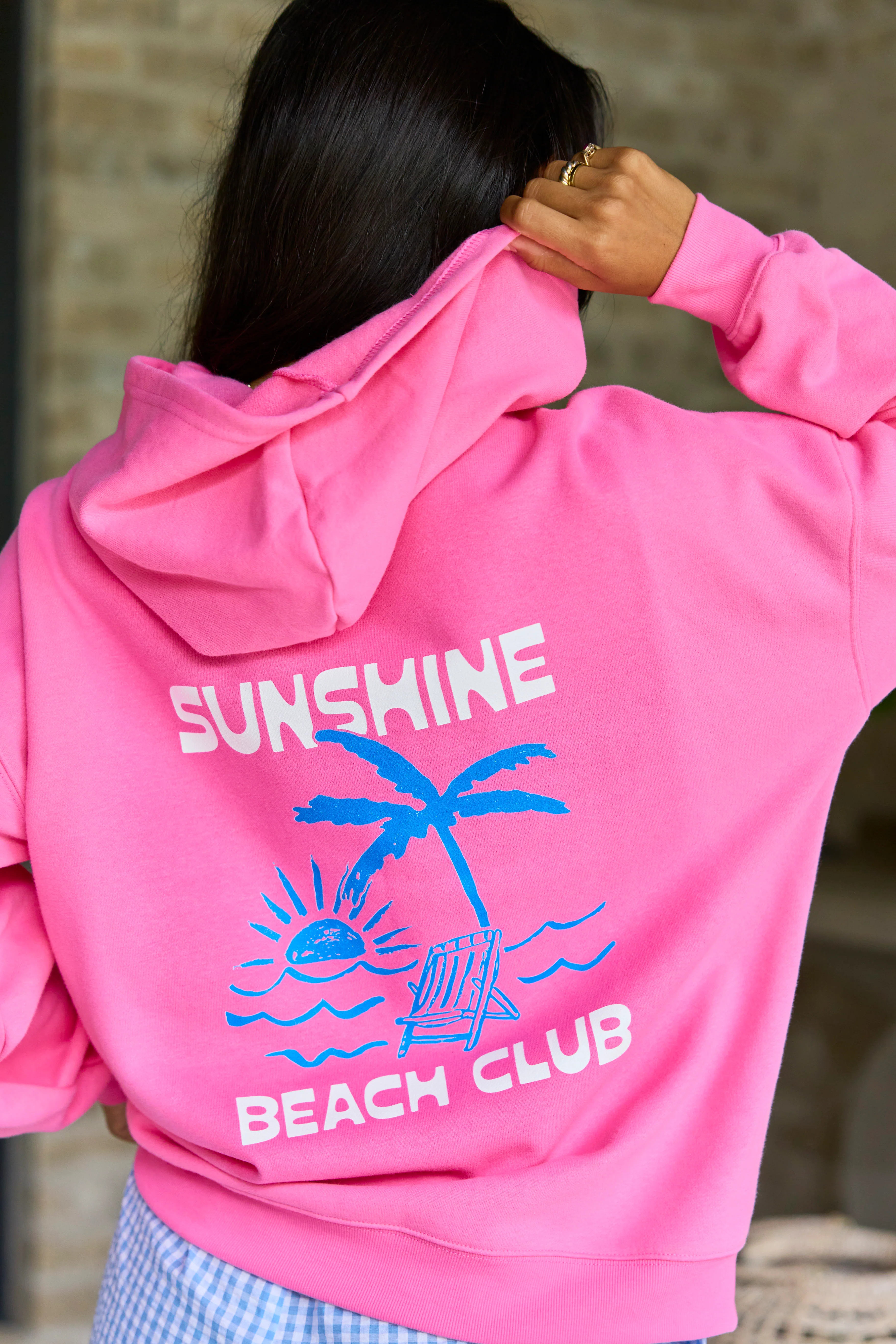 Sunshine Beach Club Pink Graphic Hoodie - Image 2