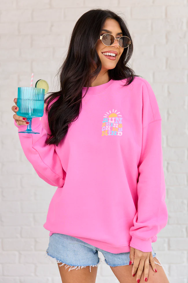Sunshine On My Mind Multi Pink Graphic Sweatshirt - Image 4