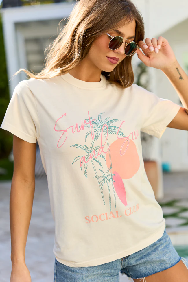Surf & Sun Club Ivory Comfort Colors Graphic Tee - Image 4