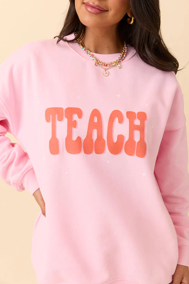 Teach Light Pink Graphic Sweatshirt - Image 3