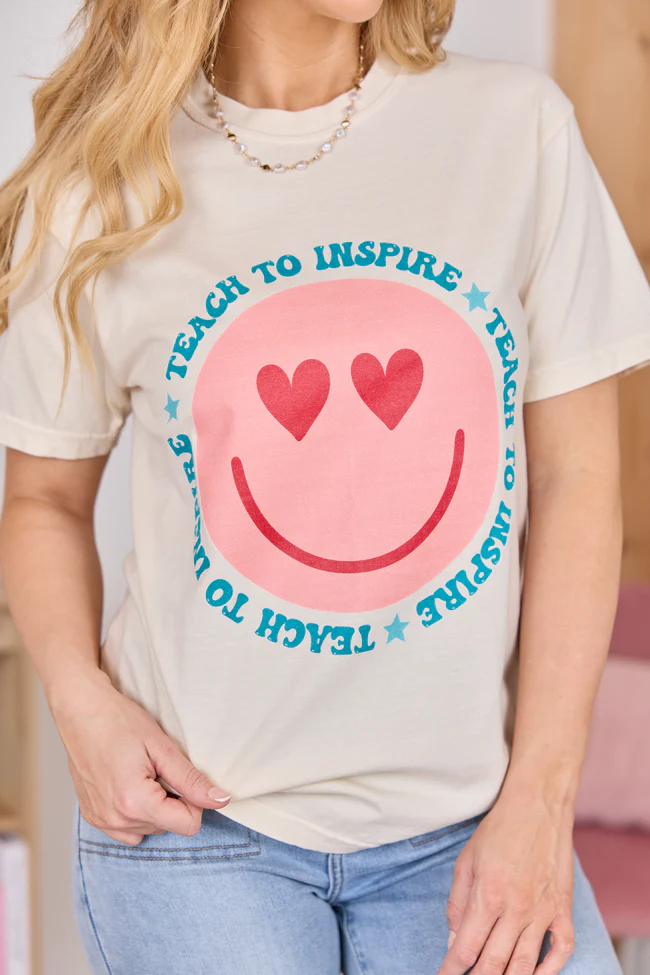 Teach To Inspire Smiley Ivory Comfort Colors Graphic Tee