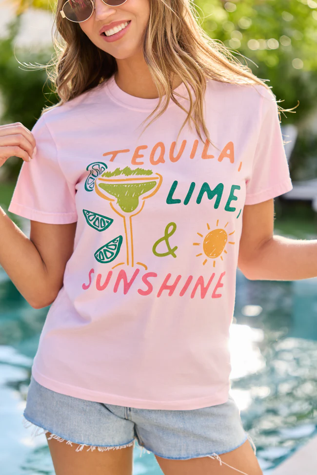 Tequila, Lime, & Sunshine Light Pink Comfort Colors Graphic Tee - Image 2