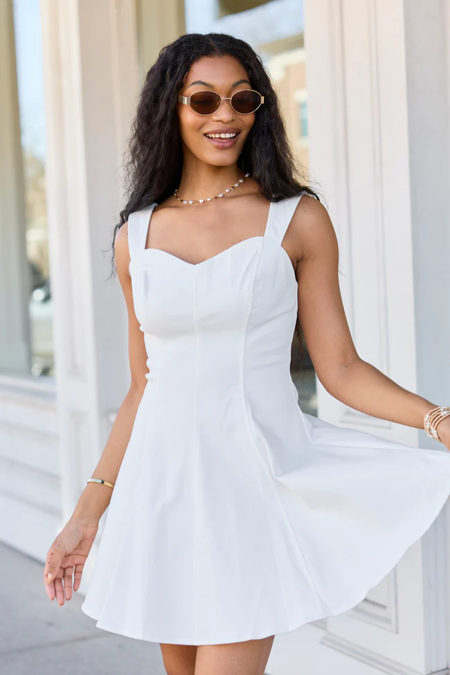 The Perfect Moment White Flare Denim Mini Dress SALE - Image 3