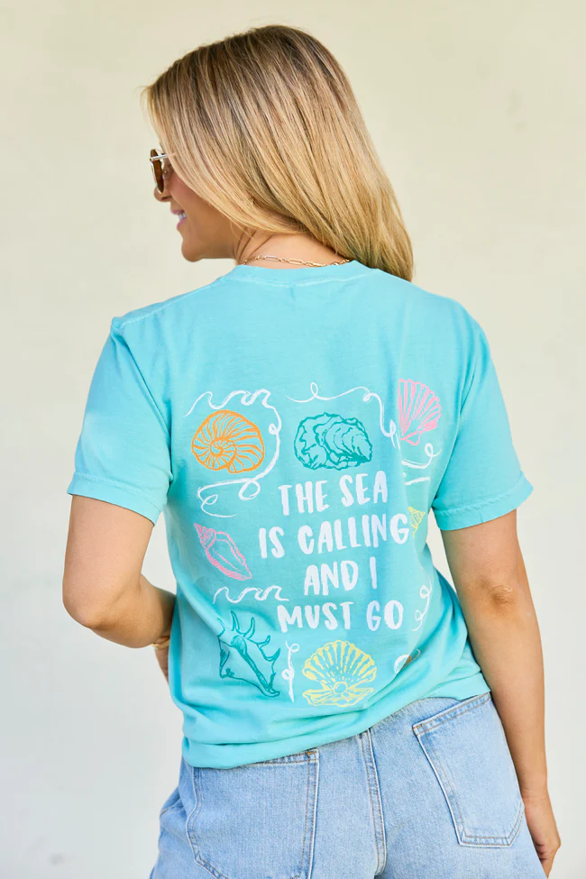 The Sea Is Calling Multi Mint Comfort Colors Graphic Tee - Image 3