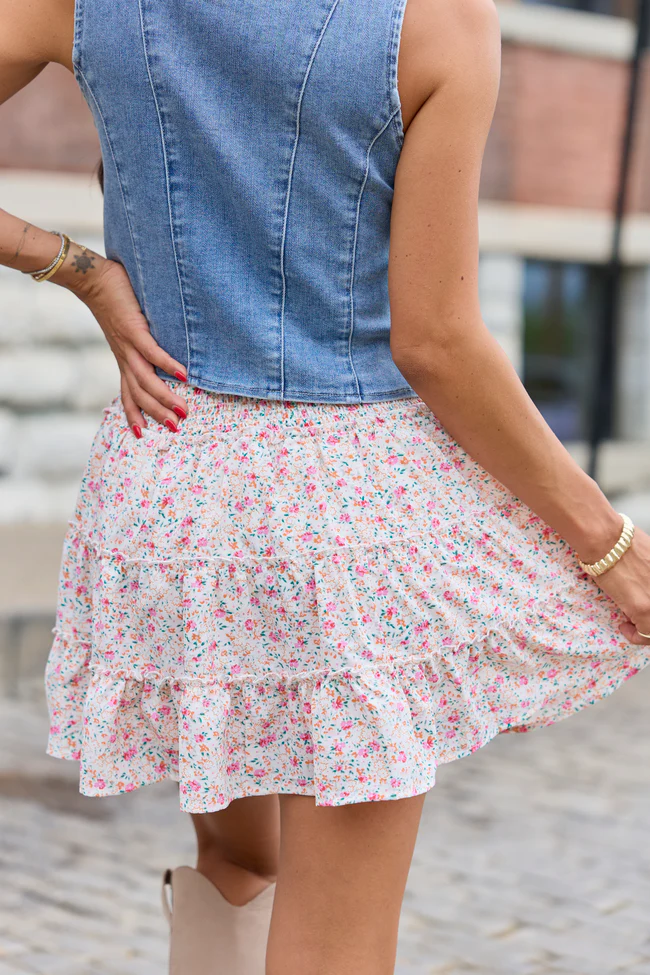 Through The Garden Ditsy Pink Floral Skort - Image 6