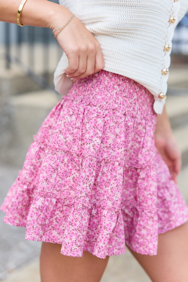 Through The Garden Mauve Floral Mini Skort - Image 3