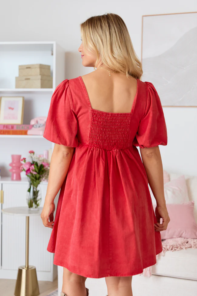 Tina Red Babydoll Mini Dress FINAL SALE - Image 4
