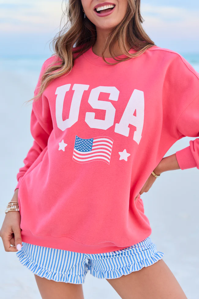 Athletic USA Flag Light Red Graphic Sweatshirt - Image 2