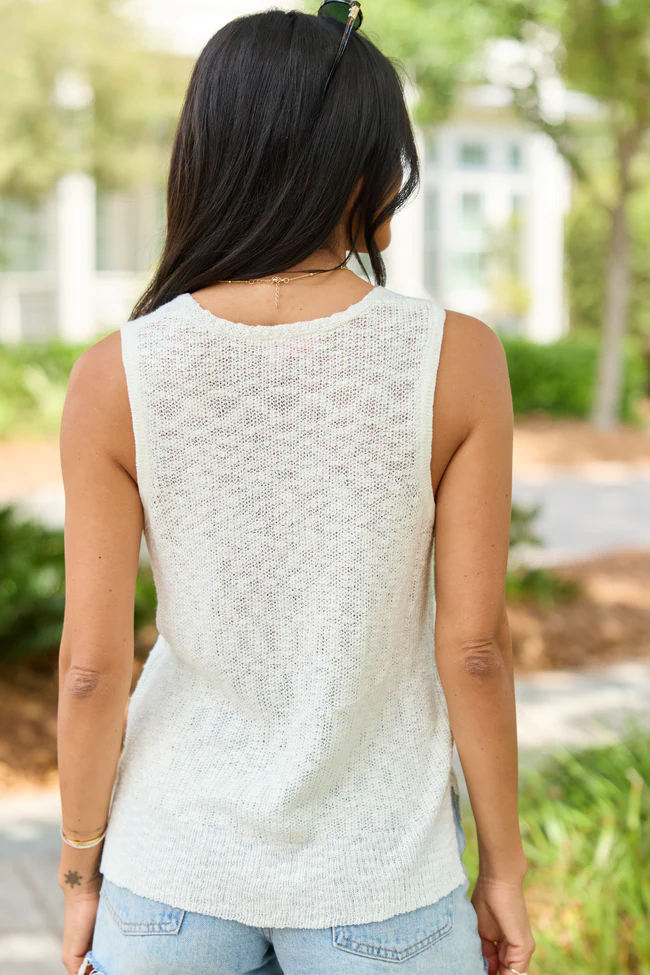 Viola White V-Neck Sweater Tank - Image 5