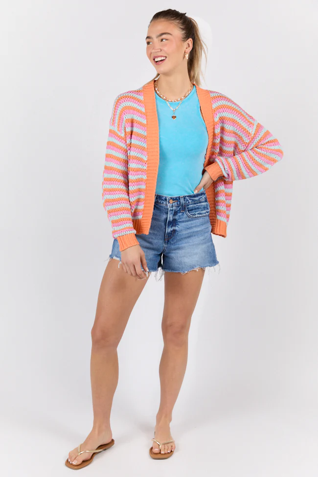 You're My Muse Pink, Orange, and Mint Multi Stripe Cardigan SALE - Image 6