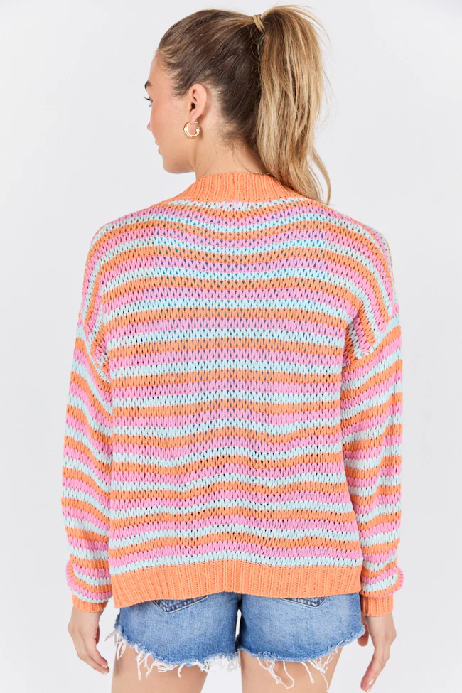 You're My Muse Pink, Orange, and Mint Multi Stripe Cardigan SALE - Image 8